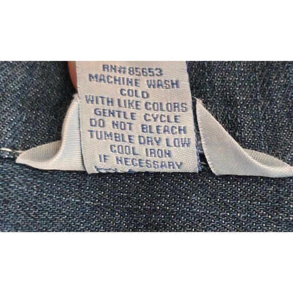 Vintage Denim Jacket Embroidered Pockets Button Front Long Sleeve grannycore - Picture 6 of 7